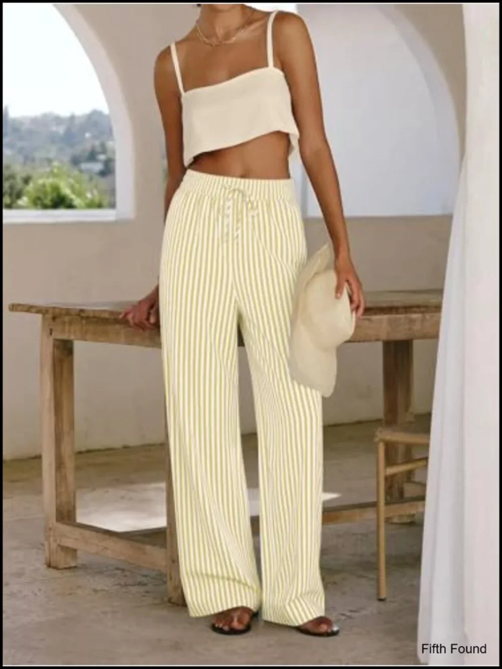 Women's Striped Gingham Wide Leg Palazzo Pajama Pants with Pockets